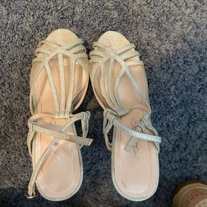 Blue sparkly formal shoes